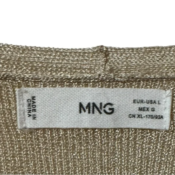 Mango Kling Metallic V Neck Jumper in Gold Lightweight Top Womens Large Shimmer - Picture 8 of 10